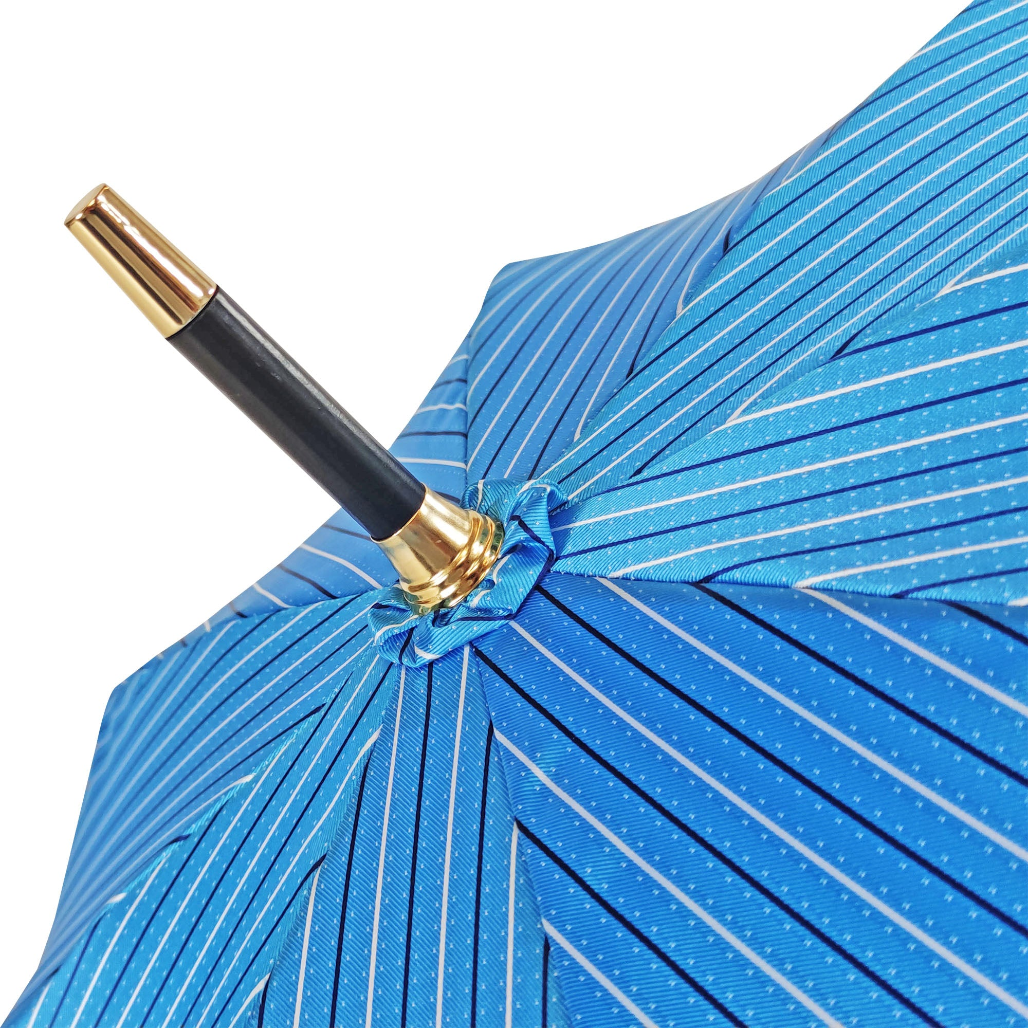 Men's Blue Umbrella – Classic Rain Umbrella with Black Leather Handle & Wooden Rod