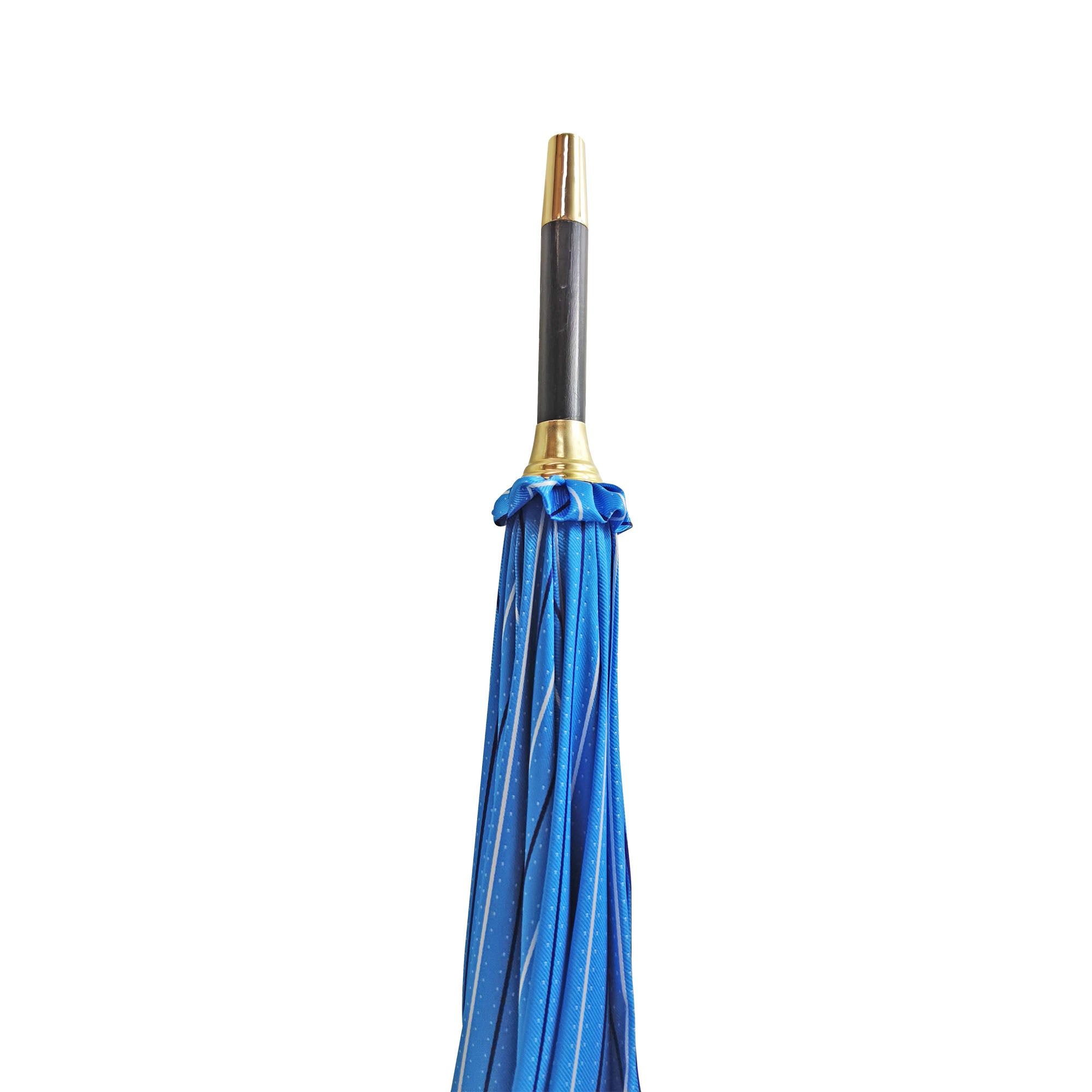 Men's Blue Umbrella – Classic Rain Umbrella with Black Leather Handle & Wooden Rod