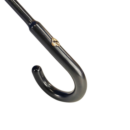 Men's Blue Umbrella – Classic Rain Umbrella with Black Leather Handle & Wooden Rod