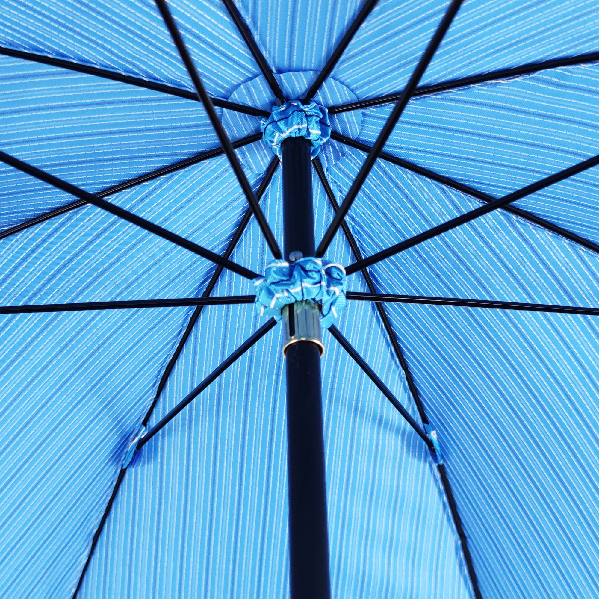 Men's Blue Umbrella – Classic Rain Umbrella with Black Leather Handle & Wooden Rod