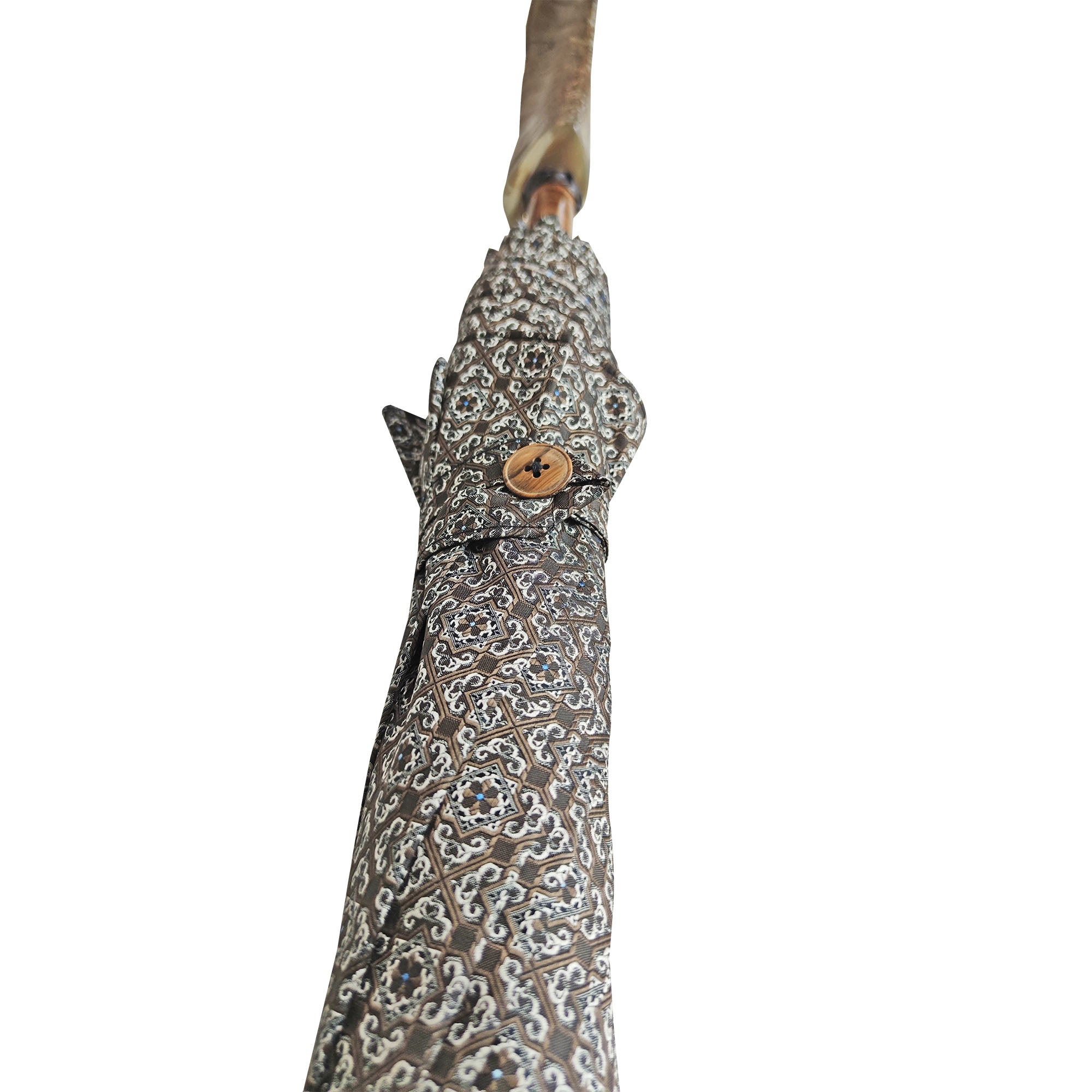 Ram’s Horn Umbrella – Handmade Italian Classic with Jacquard Canopy & Beechwood Shaft
