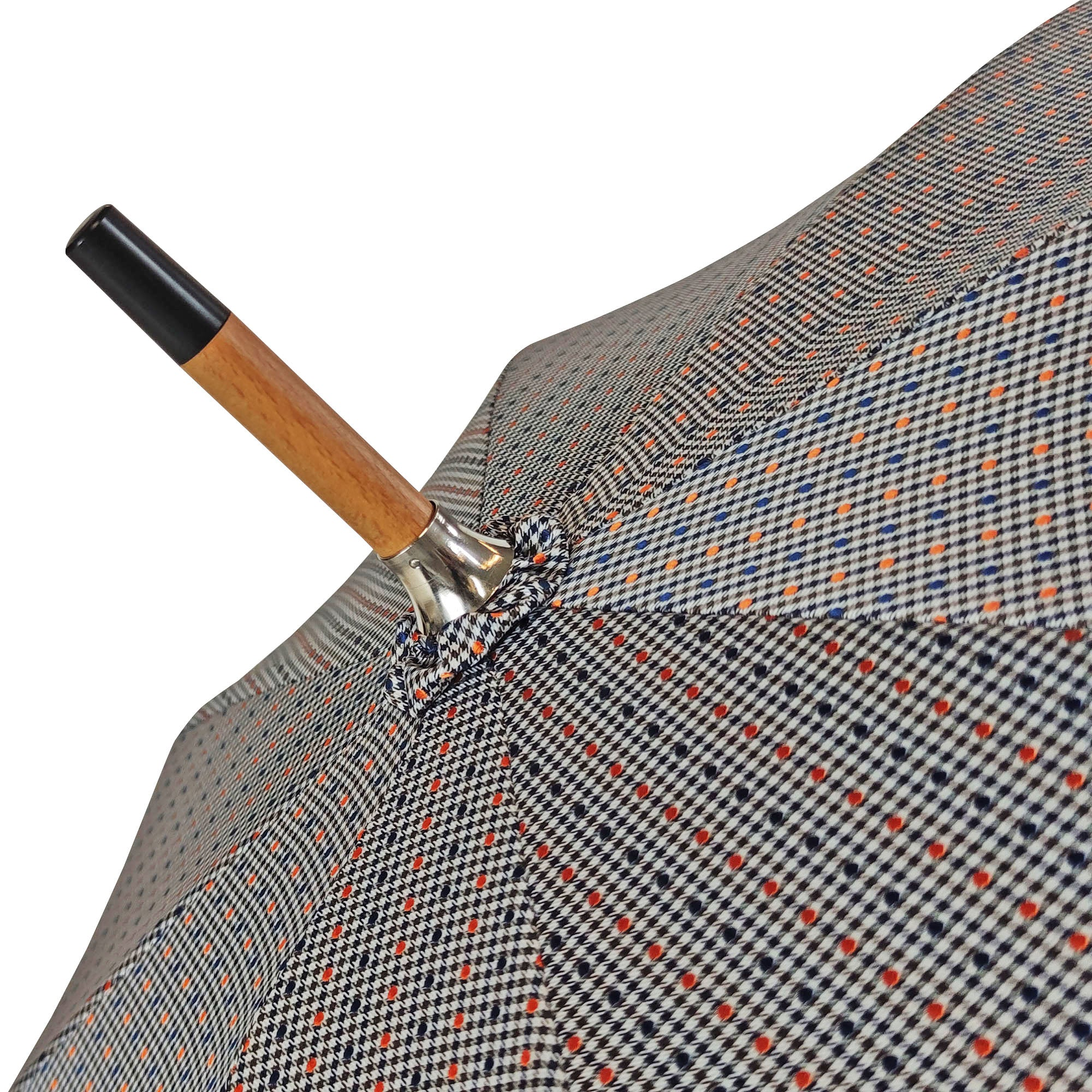 Men's Umbrella – Handmade Italian Rain Umbrella with Chestnut Wood Handle & Jacquard Fabric Canopy