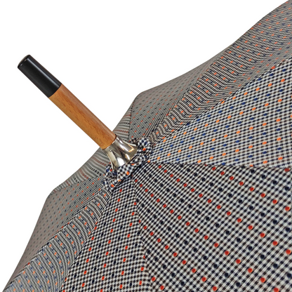 Men's Umbrella – Handmade Italian Rain Umbrella with Chestnut Wood Handle & Jacquard Fabric Canopy