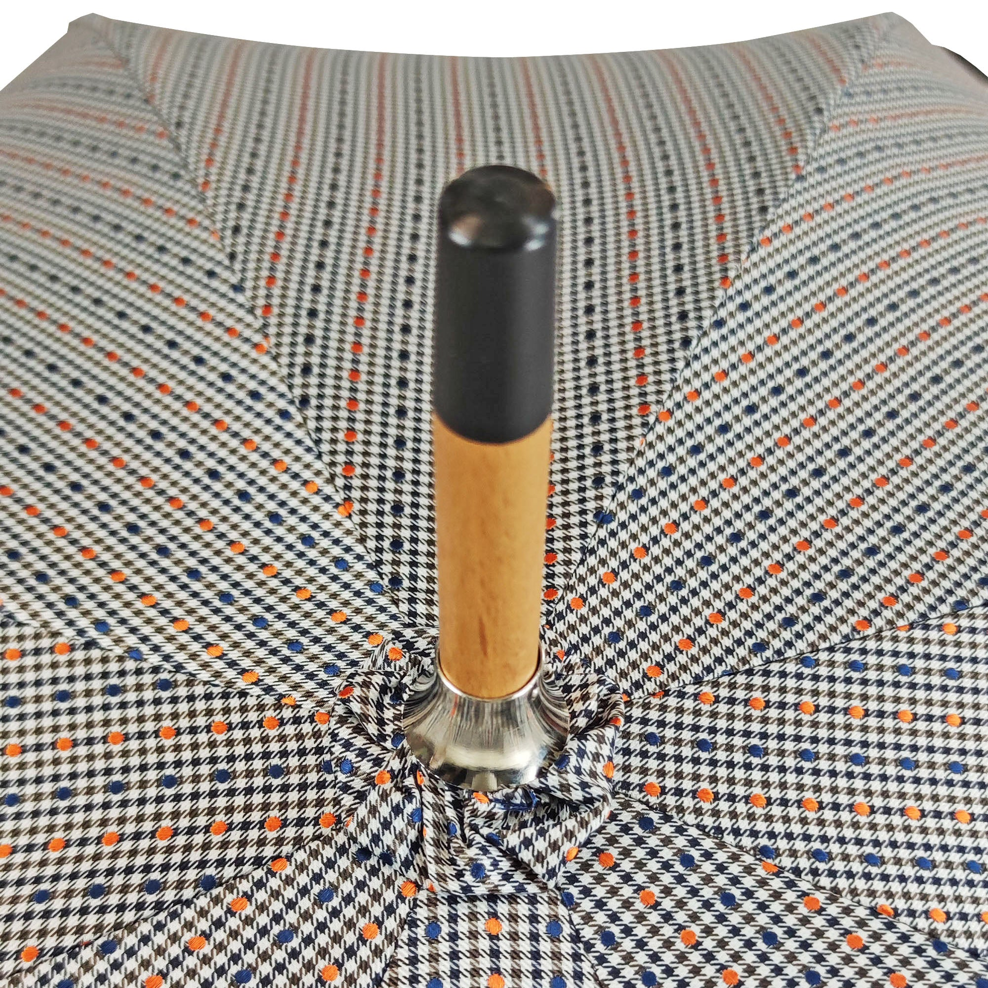 Men's Umbrella – Handmade Italian Rain Umbrella with Chestnut Wood Handle & Jacquard Fabric Canopy