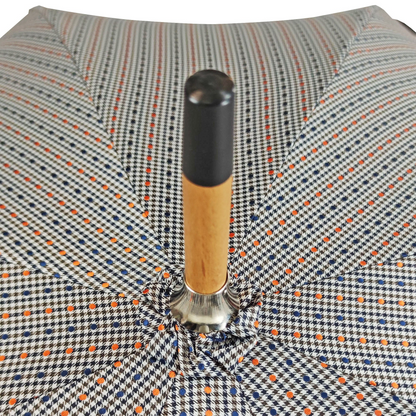 Men's Umbrella – Handmade Italian Rain Umbrella with Chestnut Wood Handle & Jacquard Fabric Canopy