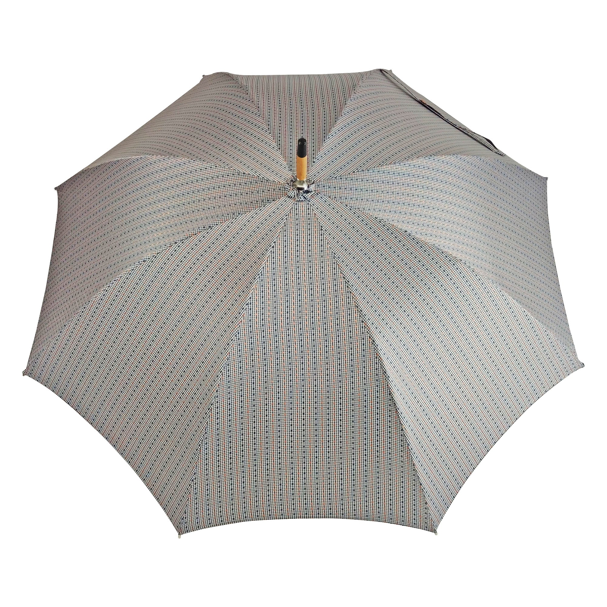 Men's Umbrella – Handmade Italian Rain Umbrella with Chestnut Wood Handle & Jacquard Fabric Canopy