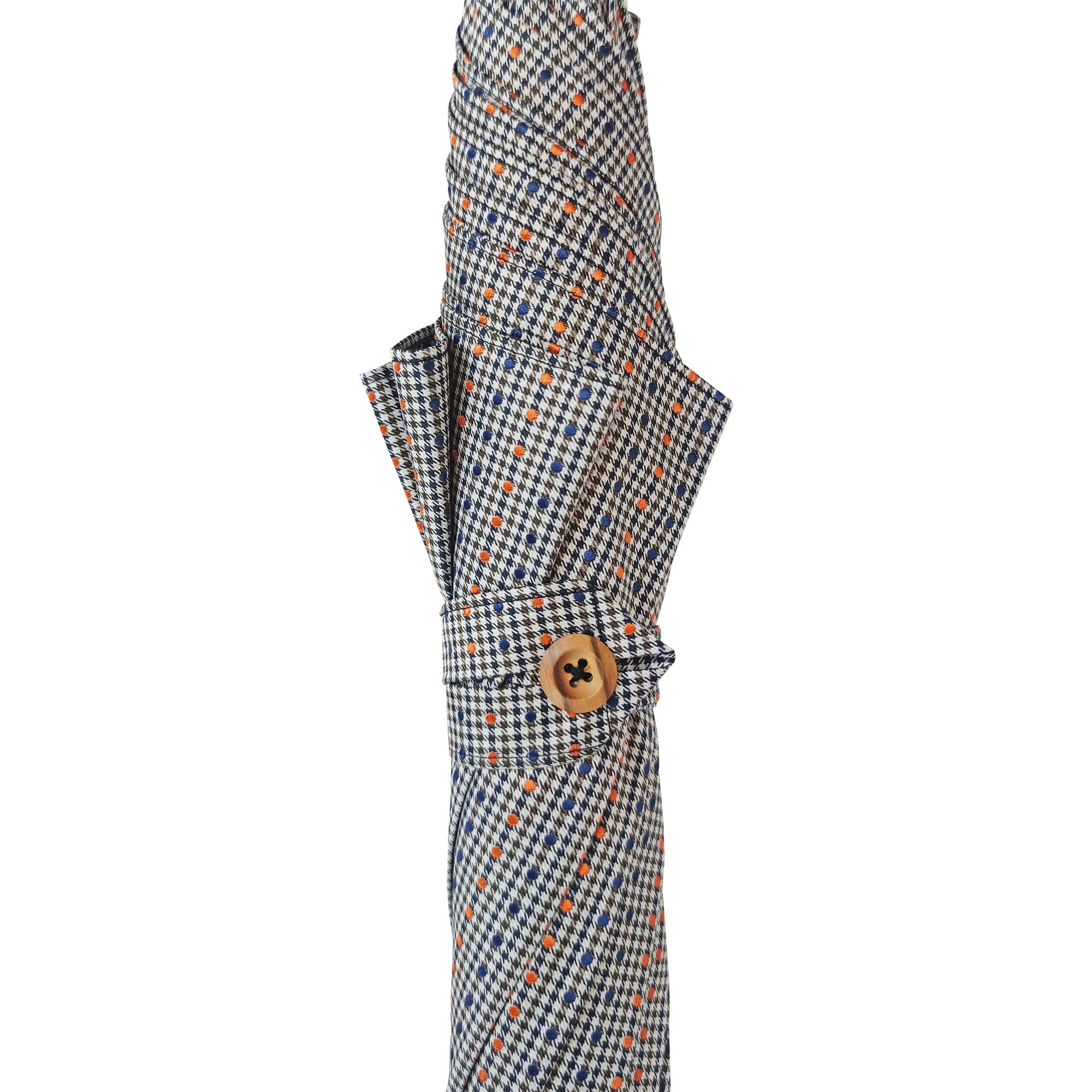 Men's Umbrella – Handmade Italian Rain Umbrella with Chestnut Wood Handle & Jacquard Fabric Canopy