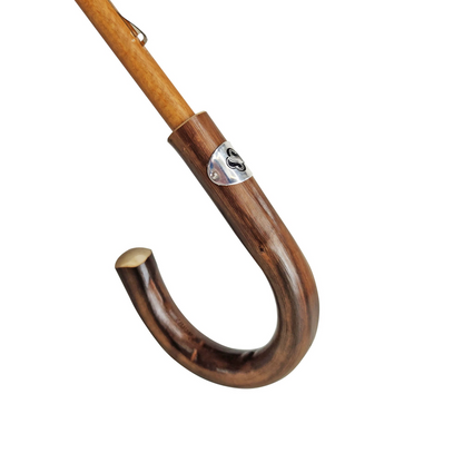 Men's Umbrella – Handmade Italian Rain Umbrella with Chestnut Wood Handle & Jacquard Fabric Canopy