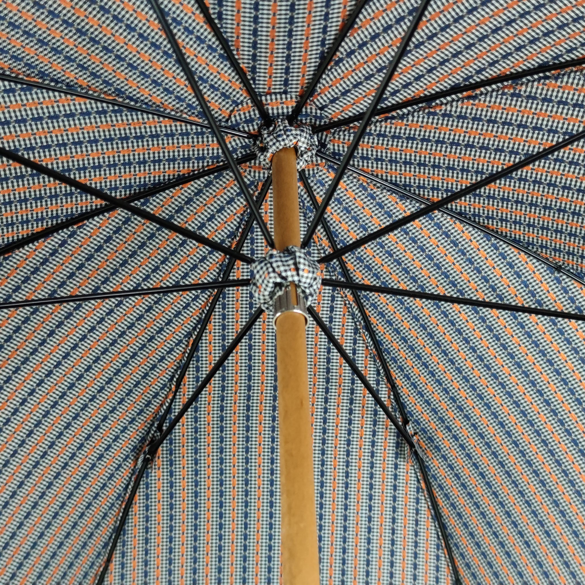 Men's Umbrella – Handmade Italian Rain Umbrella with Chestnut Wood Handle & Jacquard Fabric Canopy