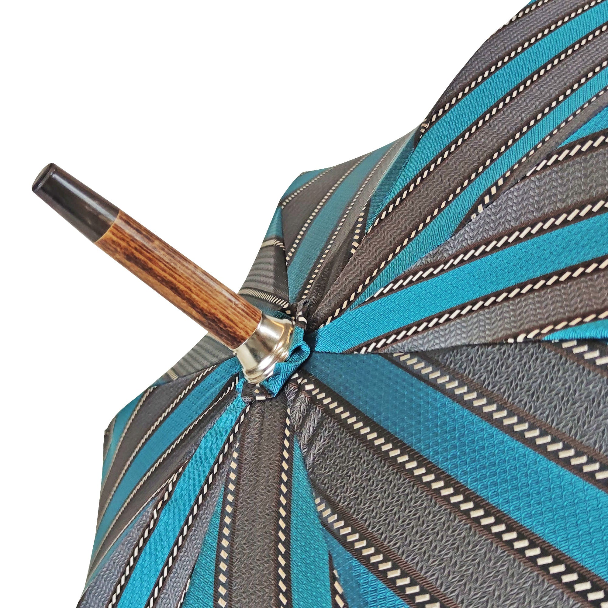 Men's Umbrella – Handmade Italian Classic with Ostrich Leather Handle & Jacquard Canopy