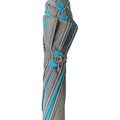 Men's Umbrella – Handmade Italian Classic with Ostrich Leather Handle & Jacquard Canopy