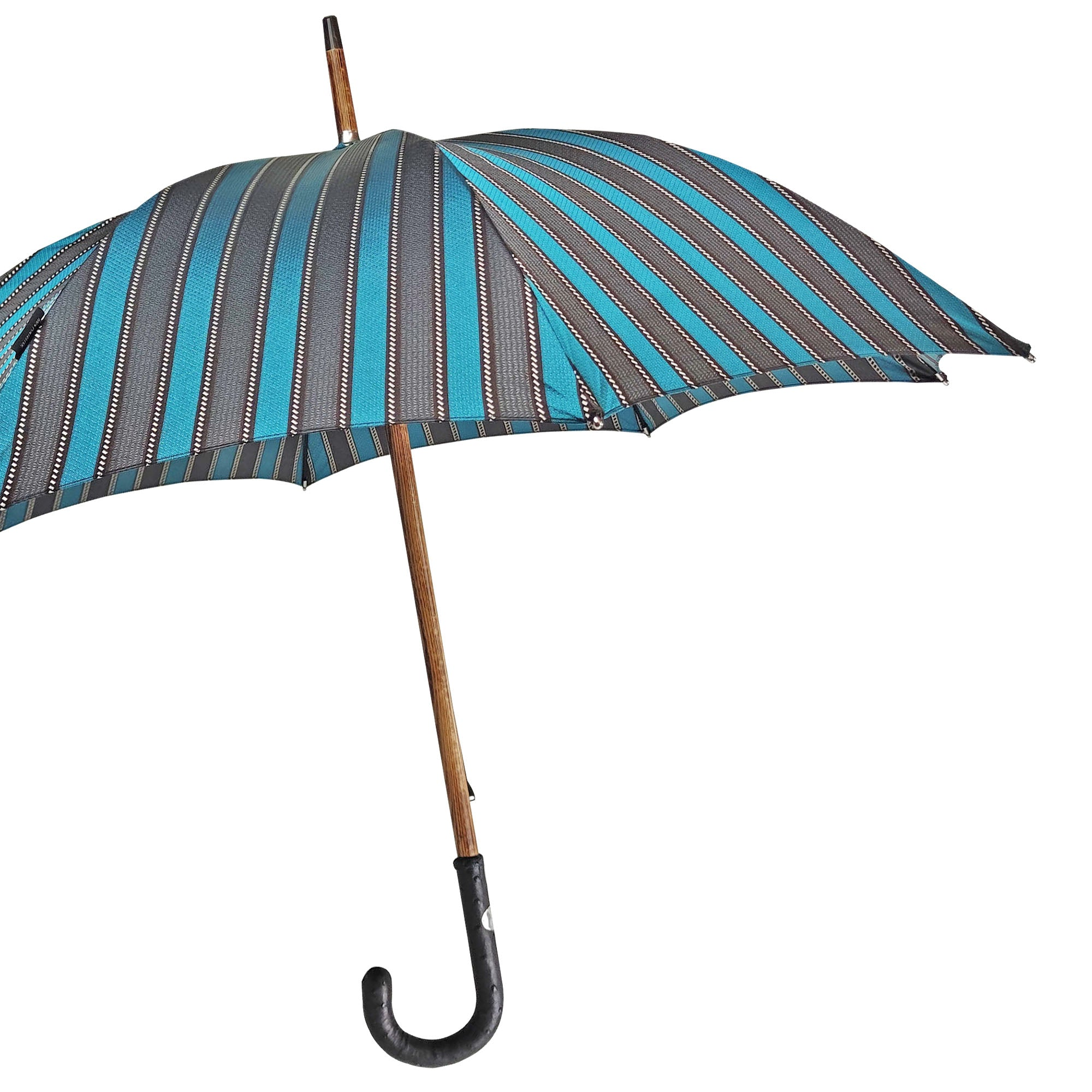 Men's Umbrella – Handmade Italian Classic with Ostrich Leather Handle & Jacquard Canopy