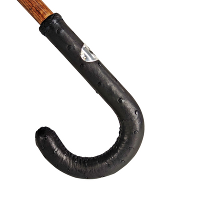 Men's Umbrella – Handmade Italian Classic with Ostrich Leather Handle & Jacquard Canopy