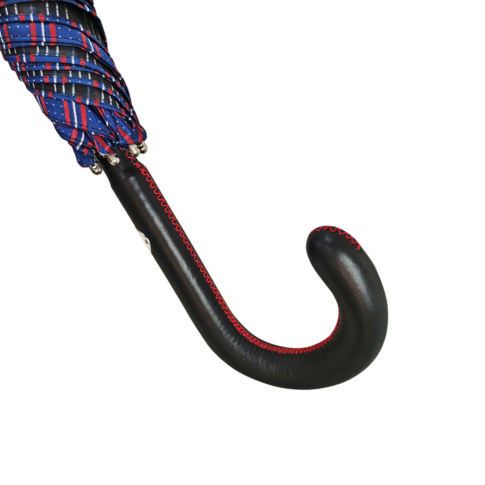 Italian Bespoke Umbrella – Handmade Men's Rain Umbrella with Black Leather Handle