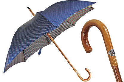 Handmade Multicolor Umbrella – Classic Men's Rain Umbrella with Elegant Malacca Handle