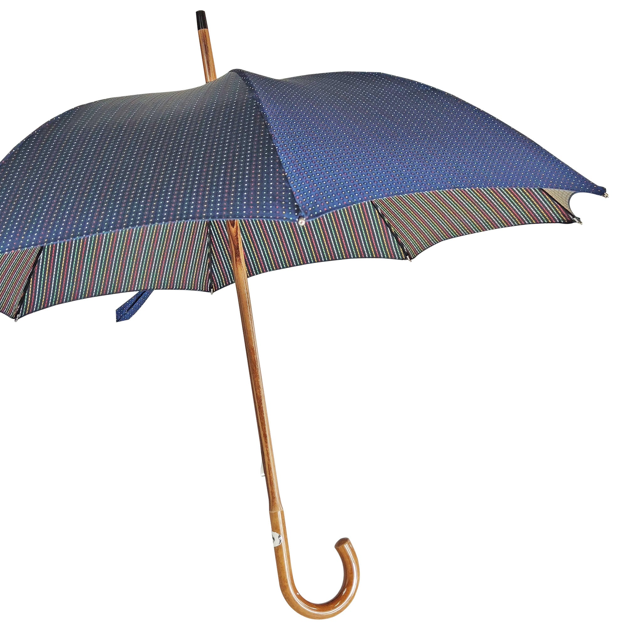 Handmade Multicolor Umbrella – Classic Men's Rain Umbrella with Elegant Malacca Handle