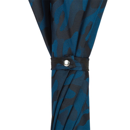 Navy Blue Umbrella – Handmade Italian Camouflage Rain Umbrella with Bamboo Handle