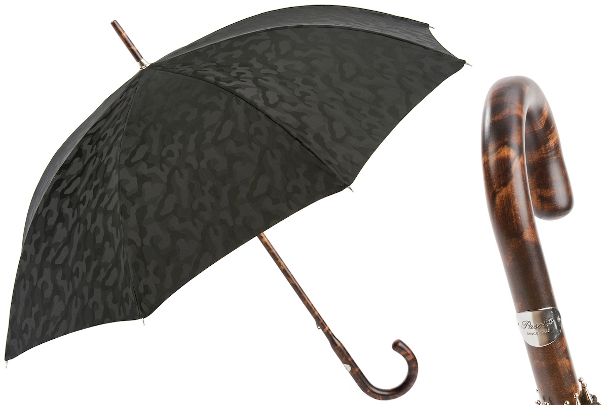 Black Camouflage Umbrella – Bespoke Handmade Italian Rain Umbrella with Hickory Handle