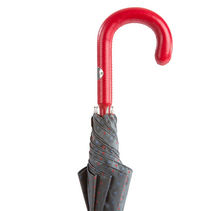 Gentlemen's Umbrella – Handmade Italy Rain Umbrella with Red Leather Handle