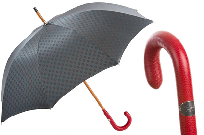 Gentlemen's Umbrella – Handmade Italy Rain Umbrella with Red Leather Handle