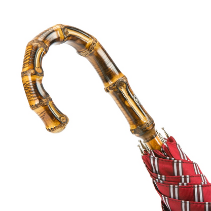 Striped Bamboo Umbrella – Handmade Italian Classic Rain Protection With Gift Box