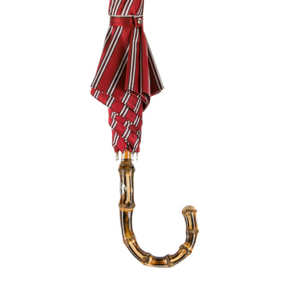 Striped Bamboo Umbrella – Handmade Italian Classic Rain Protection With Gift Box