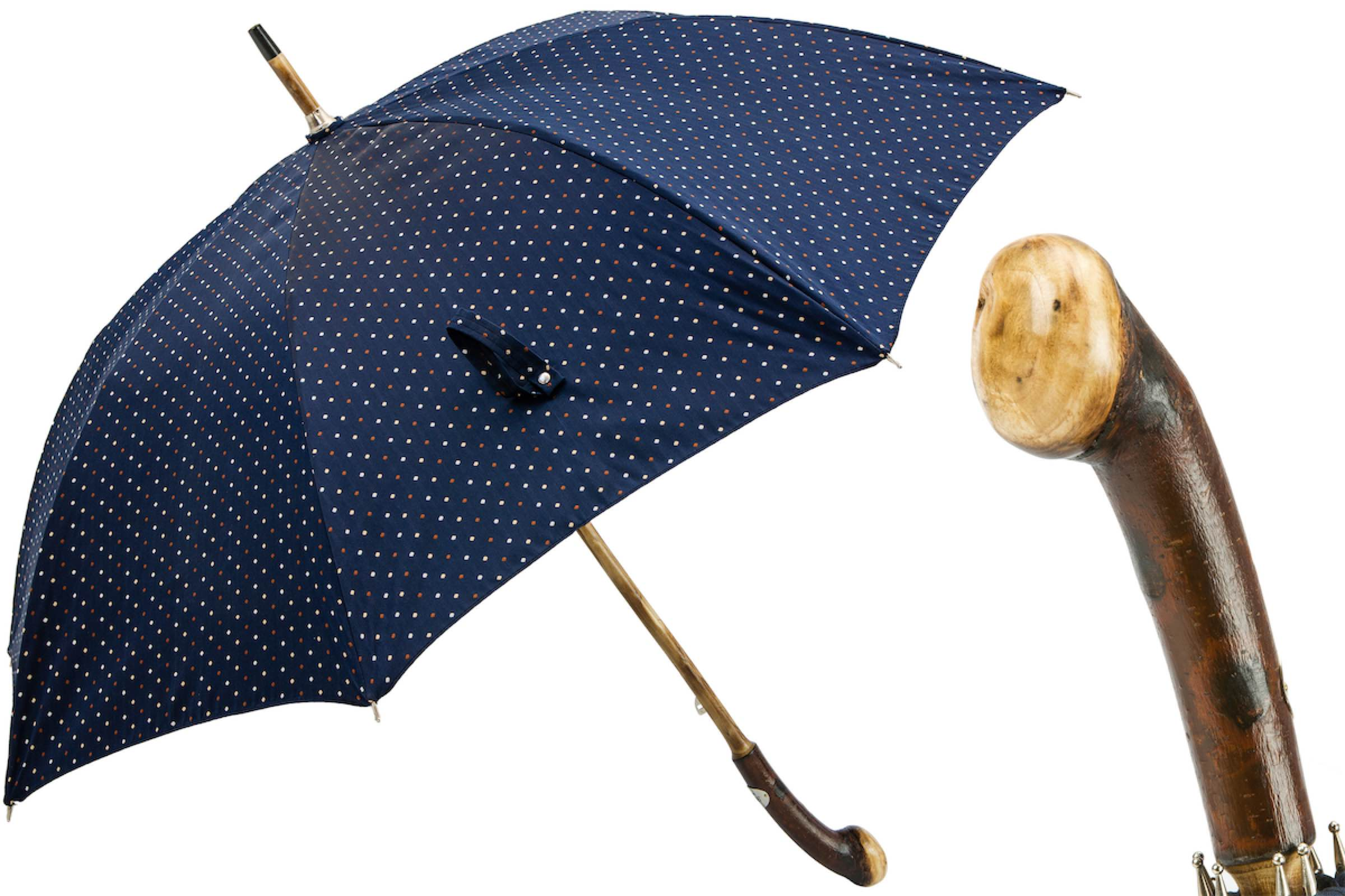 Handmade Chestnut Umbrella – Classic Italian Crafted Rain Protection with Knob End