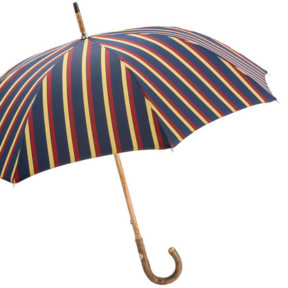 Handmade Ash Umbrella – Classic Striped Design With Ash Wood Handle & Manual Open