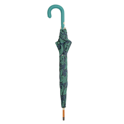 Turquoise Paisley Umbrella - Luxury Handmade Italian Rain Umbrella with Leather Handle