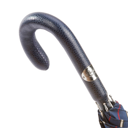 Bespoke Striped Umbrella – Handmade Italian Classic with Navy Leather Handle