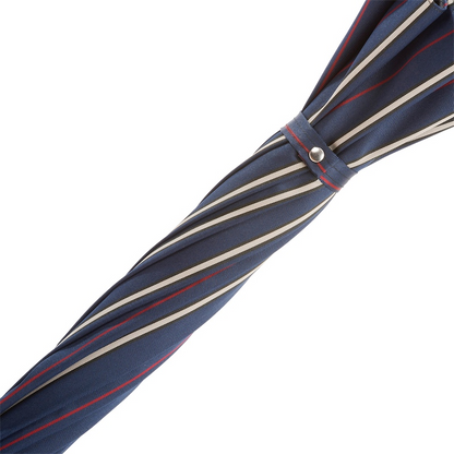 Bespoke Striped Umbrella – Handmade Italian Classic with Navy Leather Handle