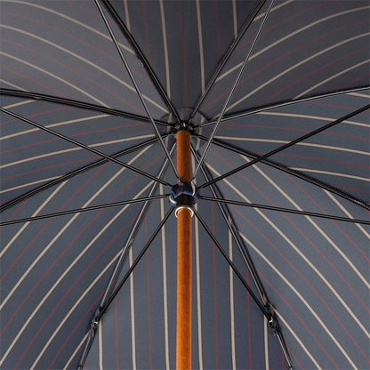 Bespoke Striped Umbrella – Handmade Italian Classic with Navy Leather Handle