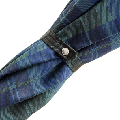 Blue Check Umbrella – Handmade Italian Classic Style with Wooden Handle