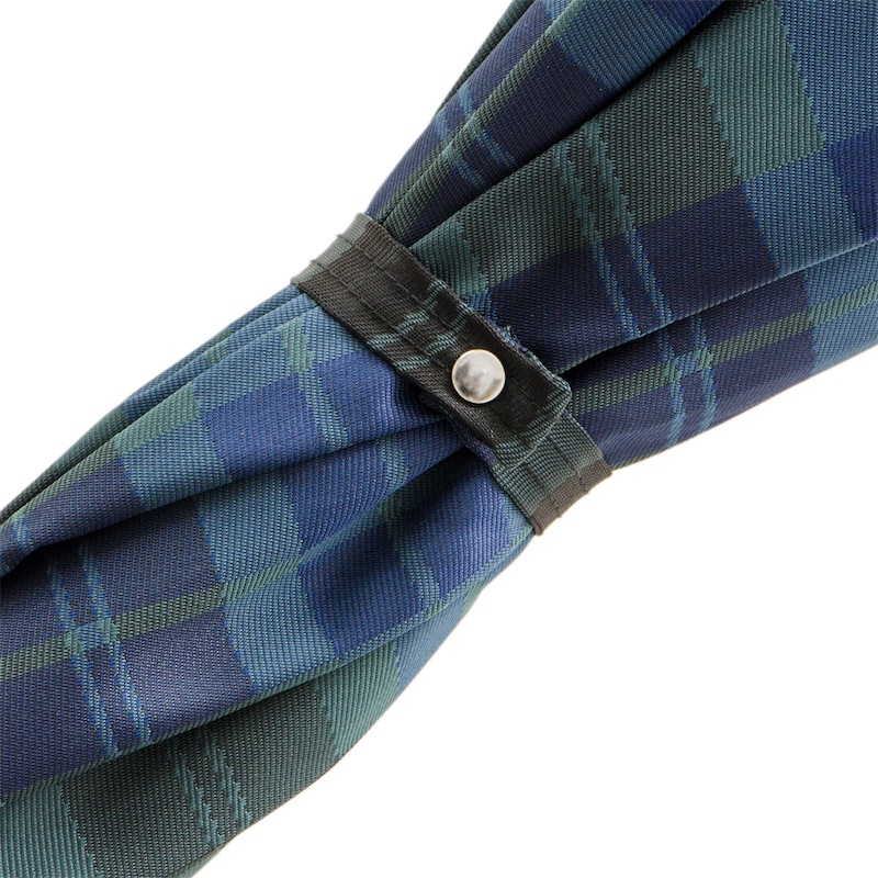 Blue Check Umbrella – Handmade Italian Classic Style with Wooden Handle