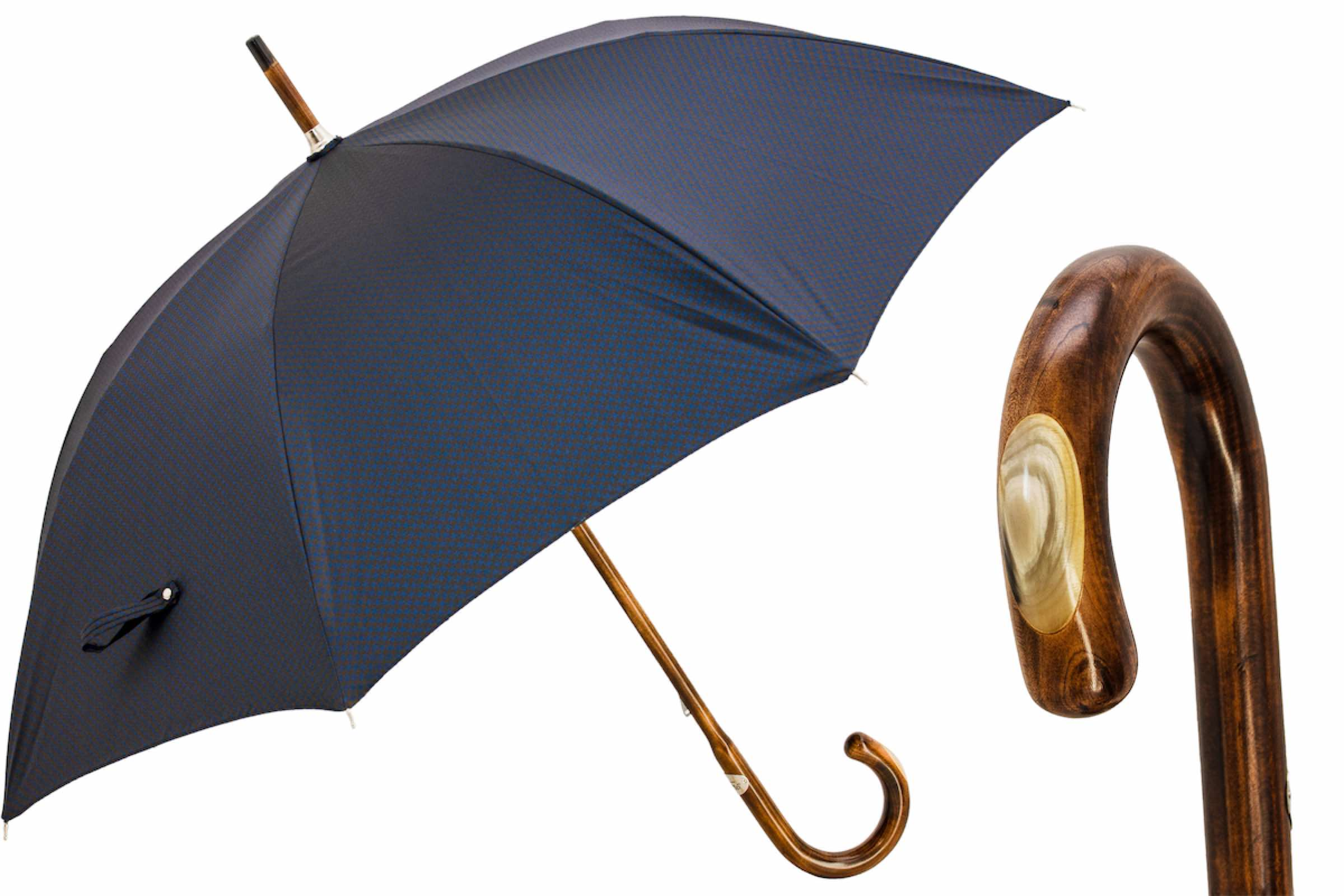 Maple Stick Umbrella – Handmade Italian Craft with Horn Detail & Water-Resistant Canopy
