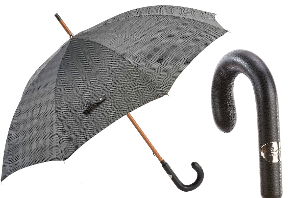 Bespoke Gentleman Umbrella – Handmade Italian Leather Handle, Durable Polyester Canopy