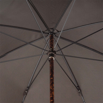 Solid Stick Umbrella - Handmade Italian Hickory Wood Shaft with Horn Handle