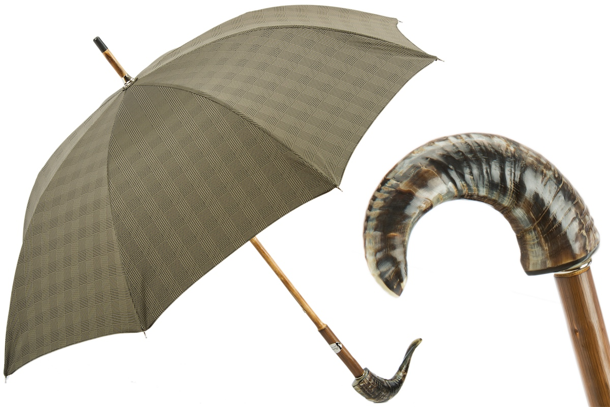 Mutton Horn Umbrella – Handmade Italian Classic with Wooden Shaft & Water-Repellent Canopy