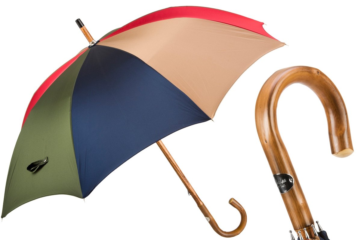Bespoke Gentleman Umbrella - Handmade Italian Chestnut Wood Shaft, Vibrant Canopy
