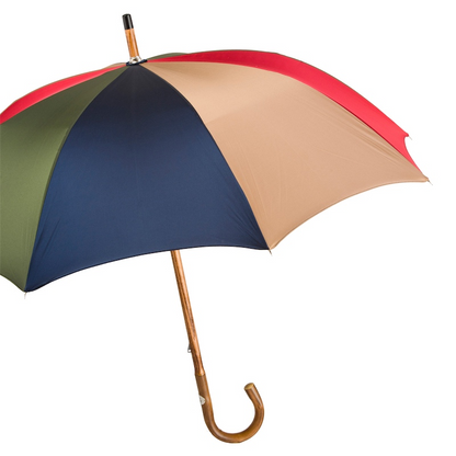 Bespoke Gentleman Umbrella - Handmade Italian Chestnut Wood Shaft, Vibrant Canopy