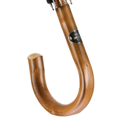 Chestnut Handle Umbrella – Handmade Italian Red Black Rain Umbrella with One-Piece Handle