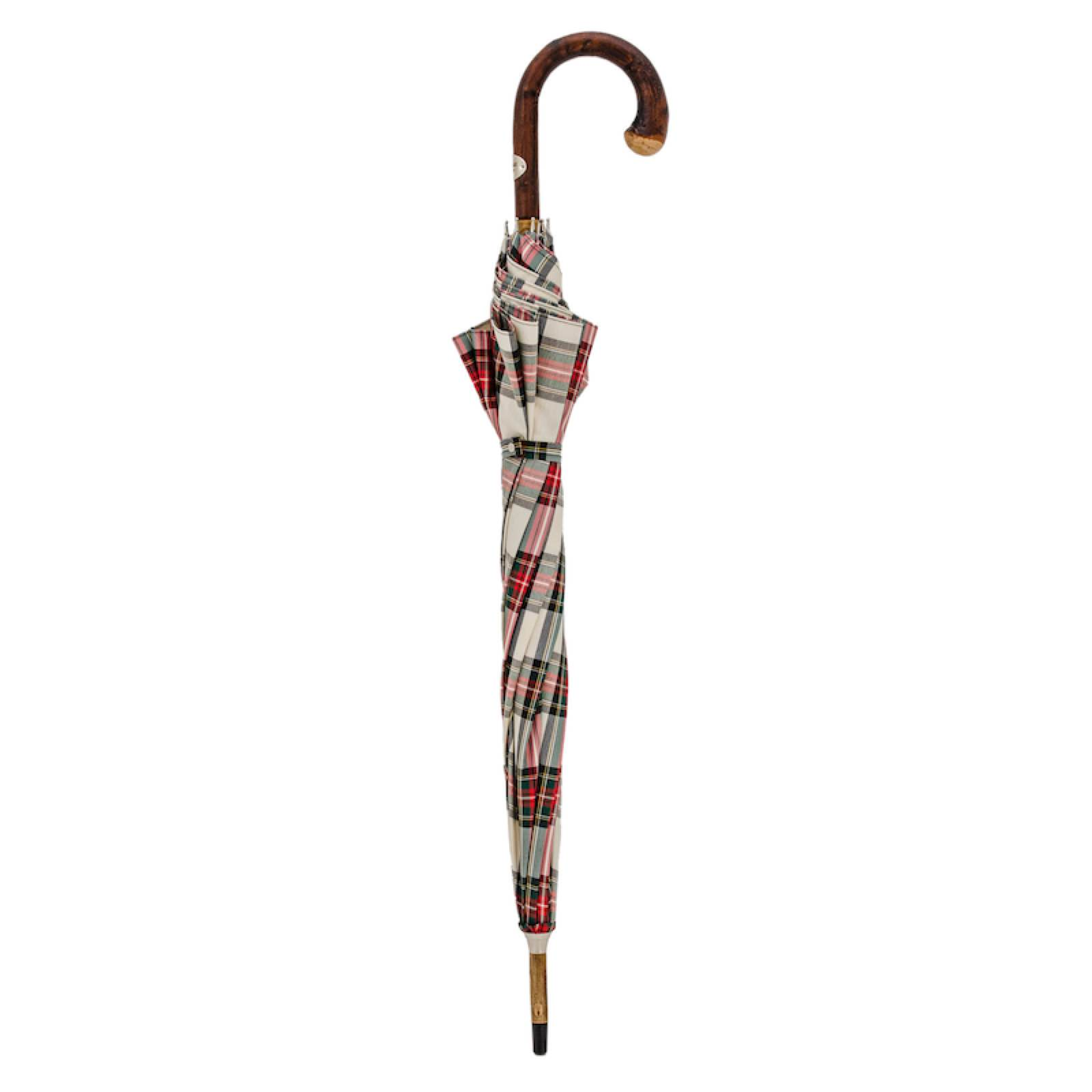 Tartan Umbrella – Handmade Italian Chestnut Handle | Water-Resistant Canopy