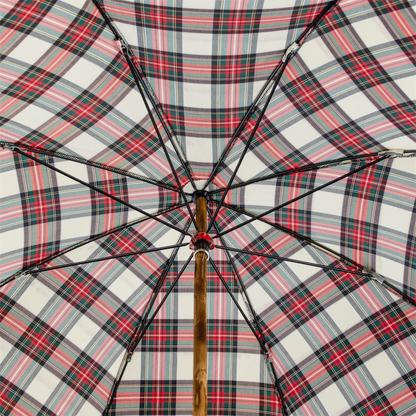 Tartan Umbrella – Handmade Italian Chestnut Handle | Water-Resistant Canopy