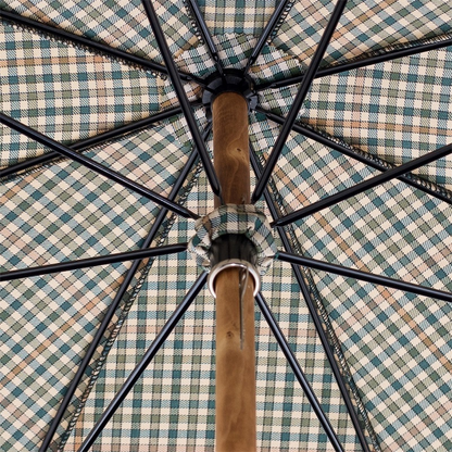 Mini Tartan Umbrella – Handmade Italy | Ash Wood Handle, Water Repellent Canopy