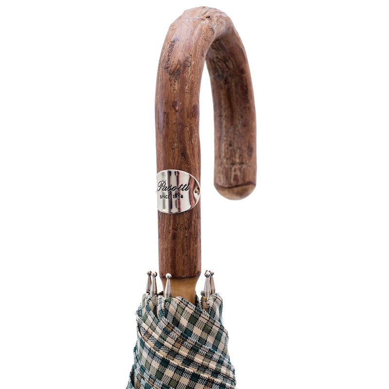 Mini Tartan Umbrella – Handmade Italy | Ash Wood Handle, Water Repellent Canopy
