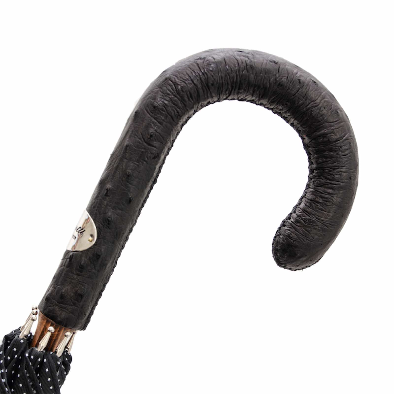 Luxury Leather Umbrella – Handmade Italian Rain Umbrella with Ostrich Handle