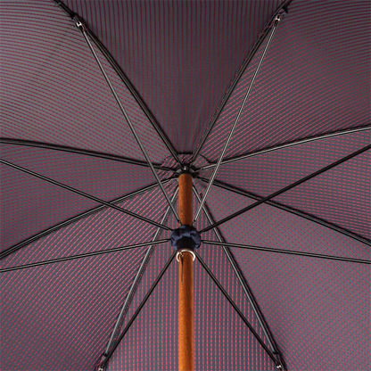 Navy Umbrella – Bespoke Leather Handle, Red Dots & Water Repellent Canopy