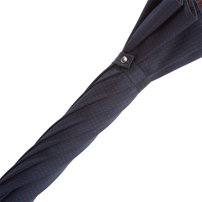 Navy Umbrella – Bespoke Leather Handle, Red Dots & Water Repellent Canopy