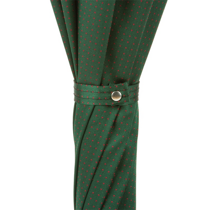 Dark Green Wooden Umbrella – Handmade Italian Classic With Chestnut Wood Handle