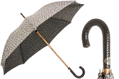 Braided Leather Umbrella – Handmade Italian Rain Umbrella With Water Repellent Canopy